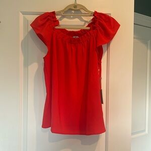 NWT CeCe Red Flutter Sleeve Blouse - Size M